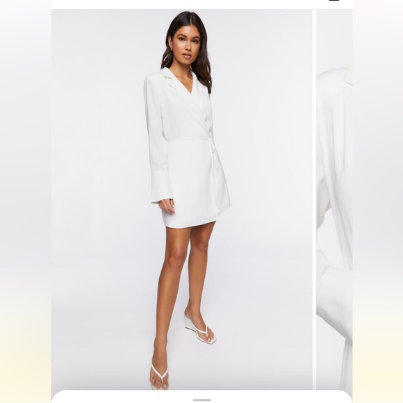 White Blazer Mini Dress / Bridal Dress / Engagement dress - Picture 4 of 5